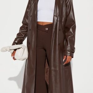 BLACK NWT Faux Leather Trench Coat